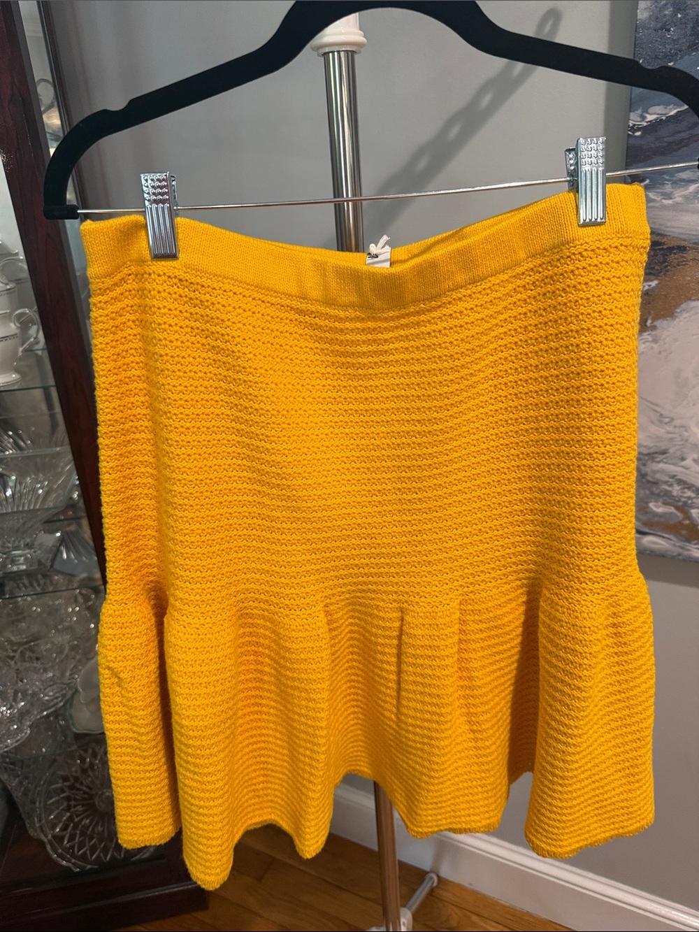 Yellow Knit Peplum Skirt - Brand: